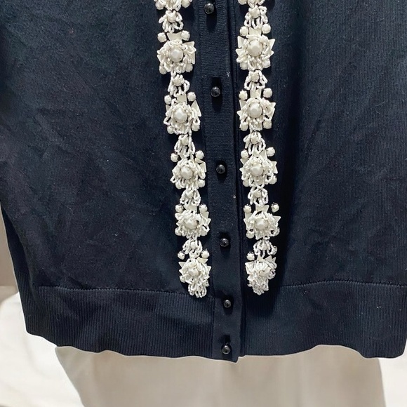 🍀
💯 100% Cotton 
KATE SPADE 
KATI BLACK BEADED Button CARDIGAN SWEATER XL - Picture 3 of 13